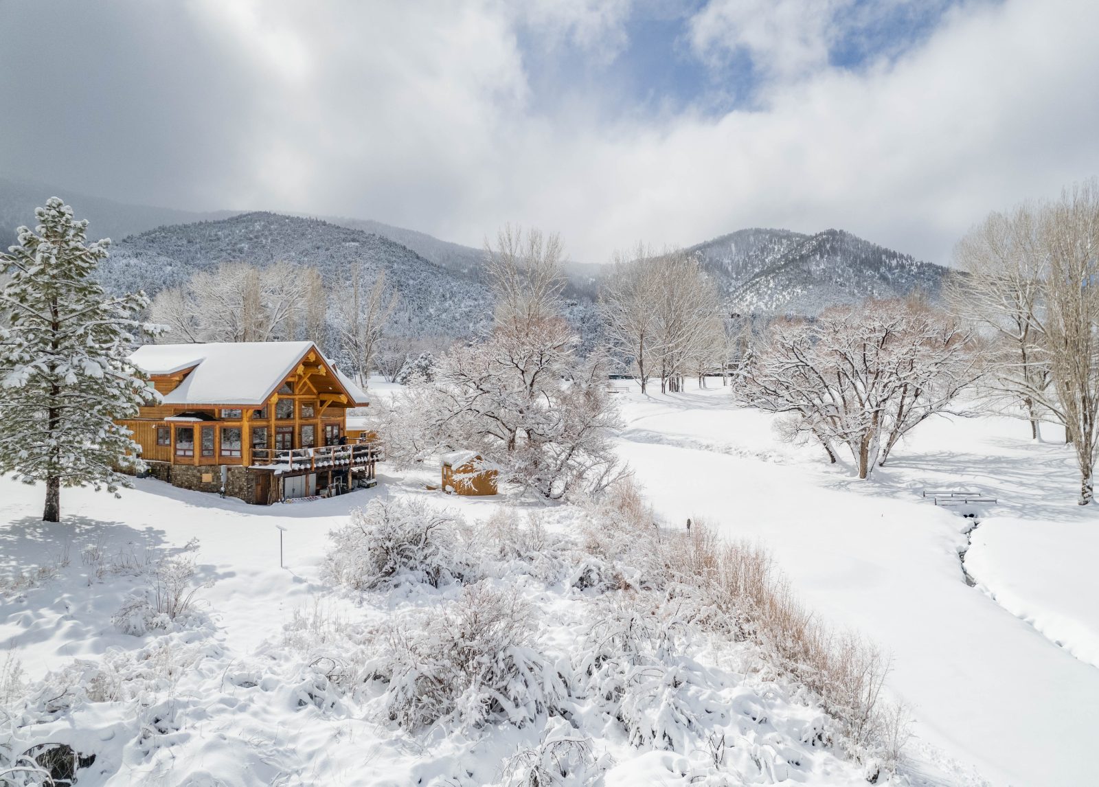 Cabin in fresh snow